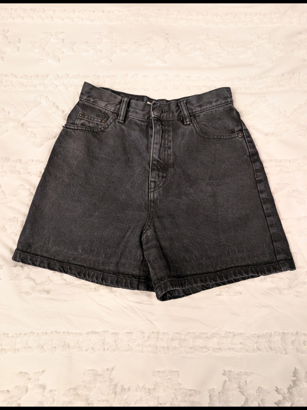 Pull&Bear Black Washed High-Rise Denim Shorts Size 2